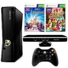 Xbox 360+Kitnect+1controle+2jogos